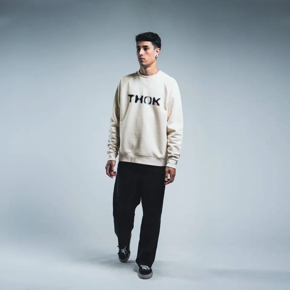 thok-zr-sweat-col-rond-unisexe-off-white-molleton-coton-bio image 1