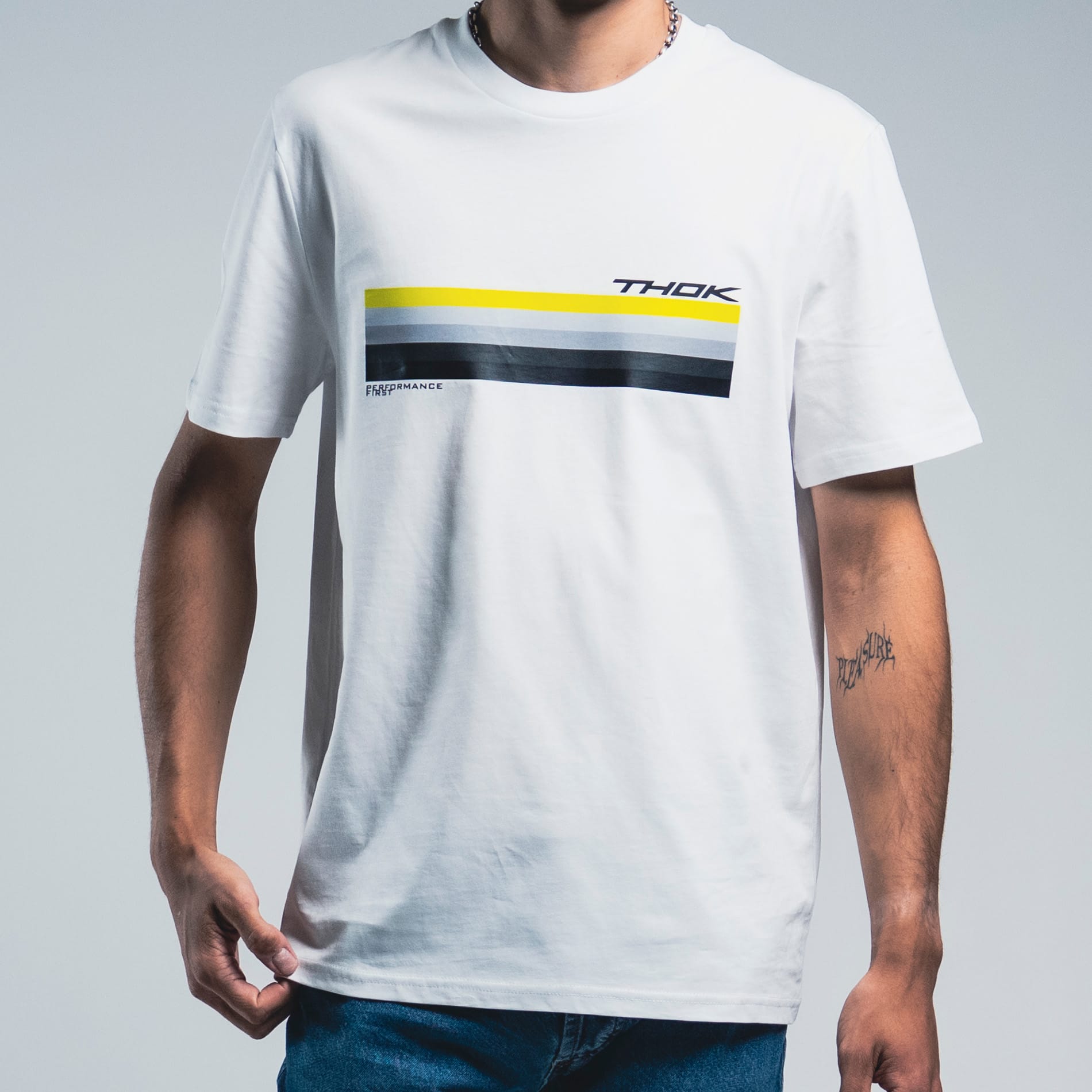 thok-gradient-t-shirt-unisexe-blanc-bande-graphique-coton-bio image 2