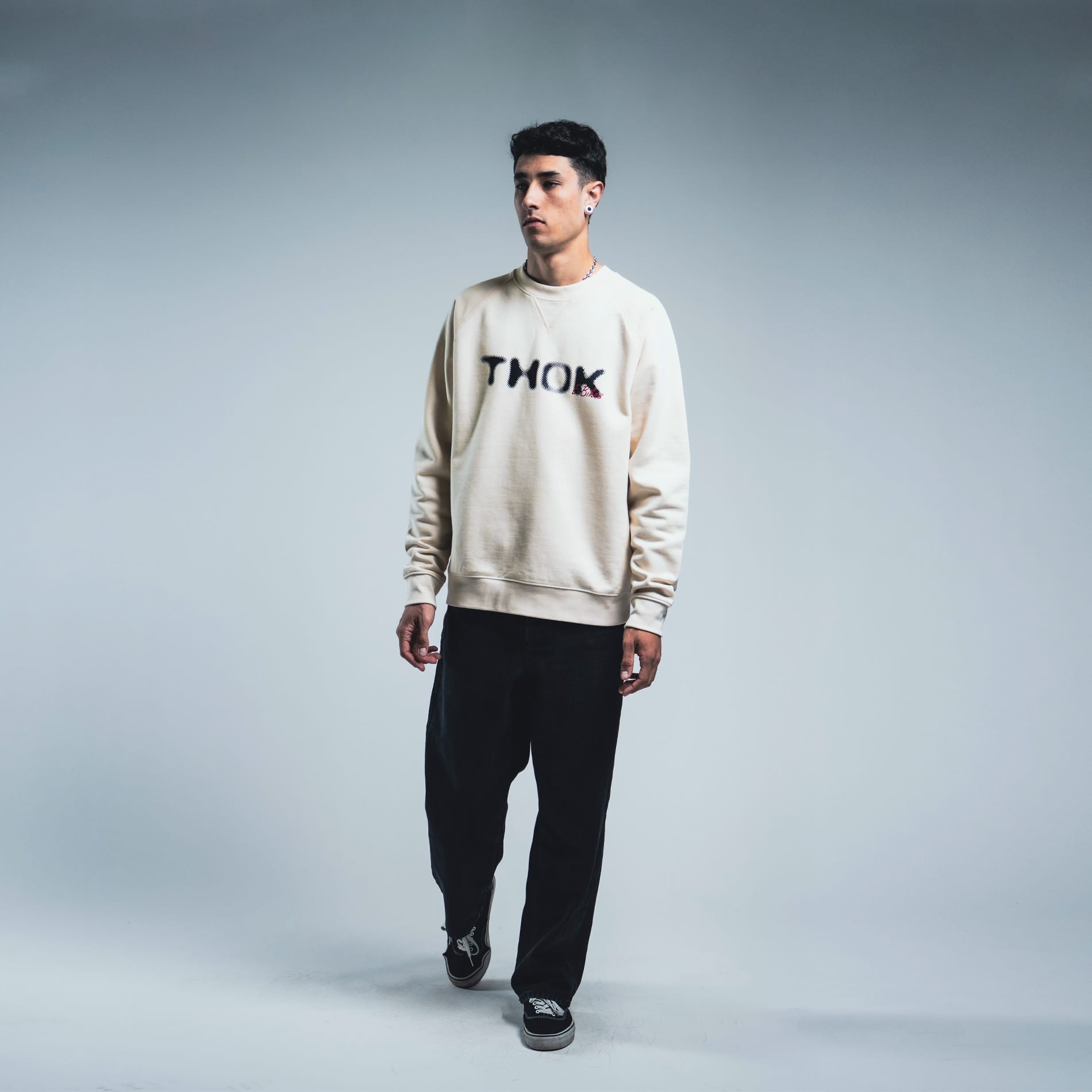 thok-zr-sweat-col-rond-unisexe-off-white-molleton-coton-bio image 1