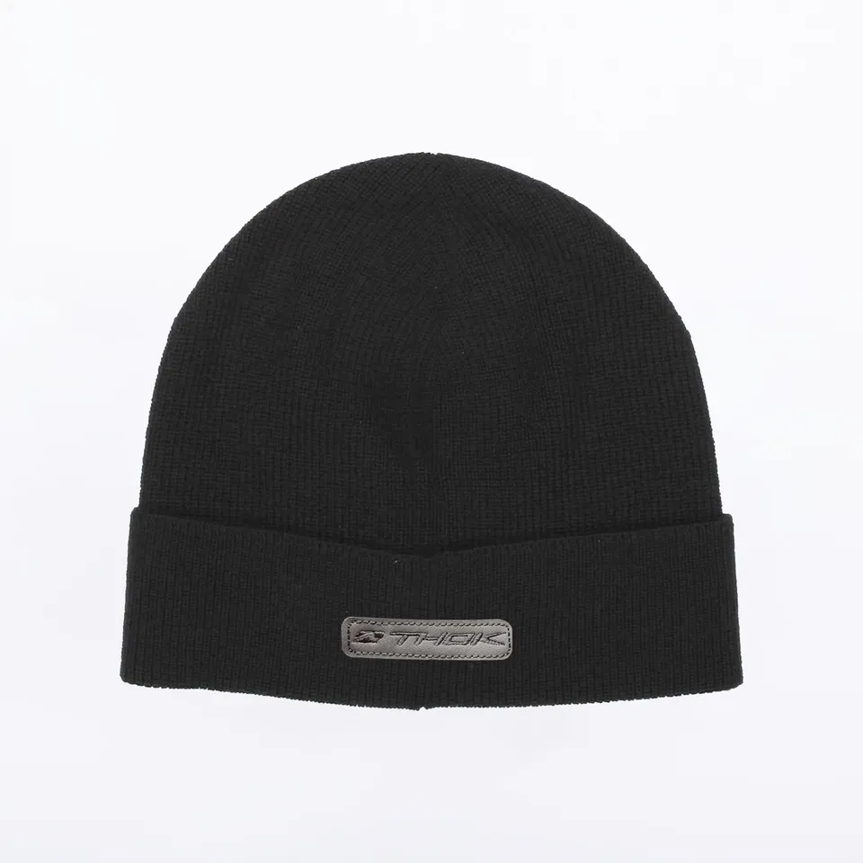 thok-crew-bonnet-noir-patch-cuir-taille-unique image 1